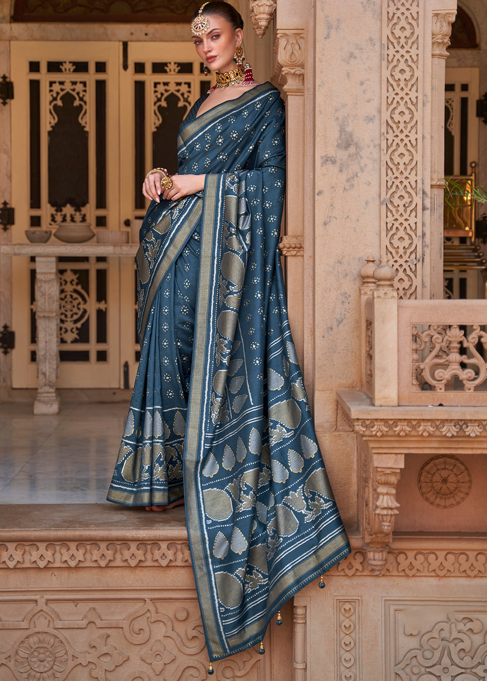 Indigo Dye Blue Zari Woven Soft Banarasi Silk Saree