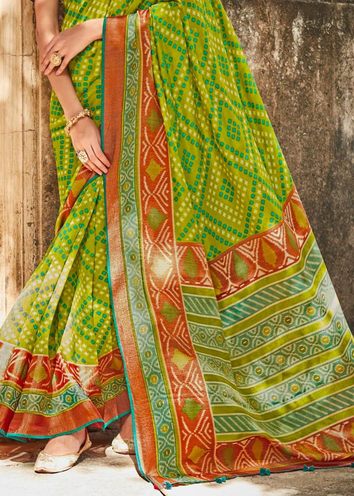 Kelly Green Soft Silk Saree with Embroidered Blouse