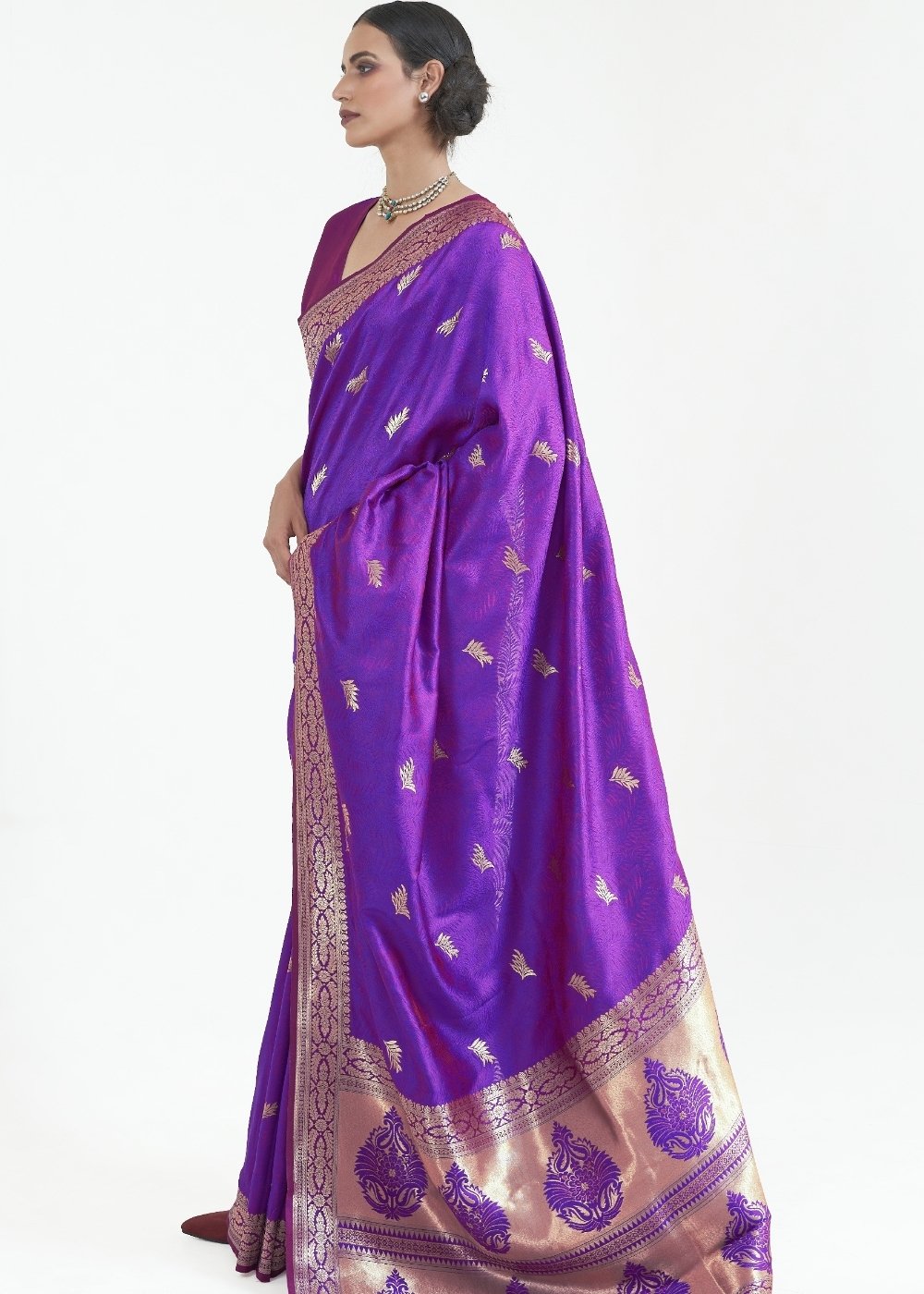 Grape Purple Woven Kanjivaram Silk Saree: Top Pick