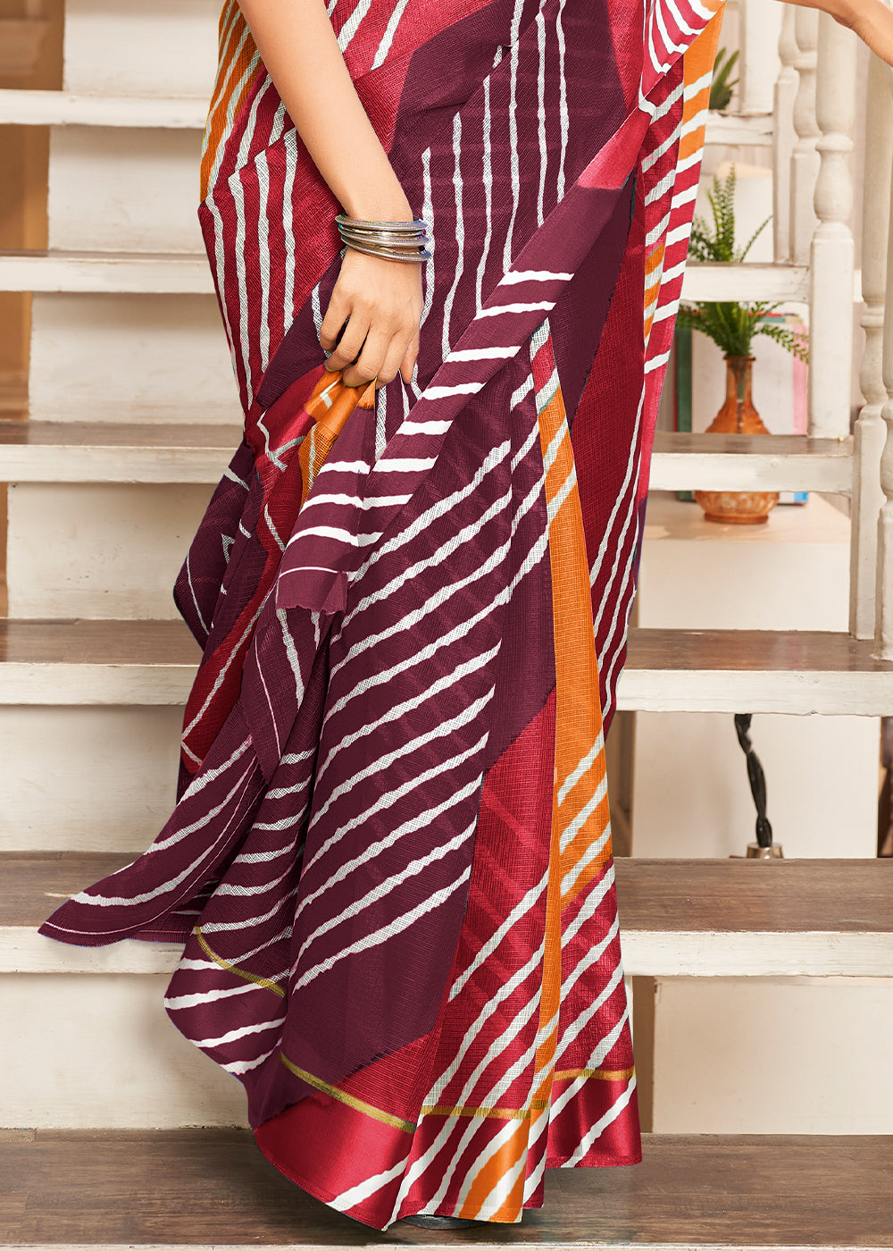 Pink & Orange Leheriya Printed Cotton Saree: Summer Edition : Top Pick