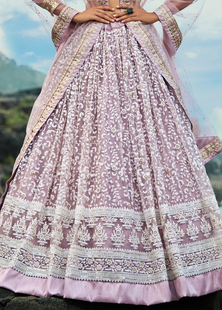 Mauve Purple Designer Soft Net Lehenga Choli with Thread & Zari work