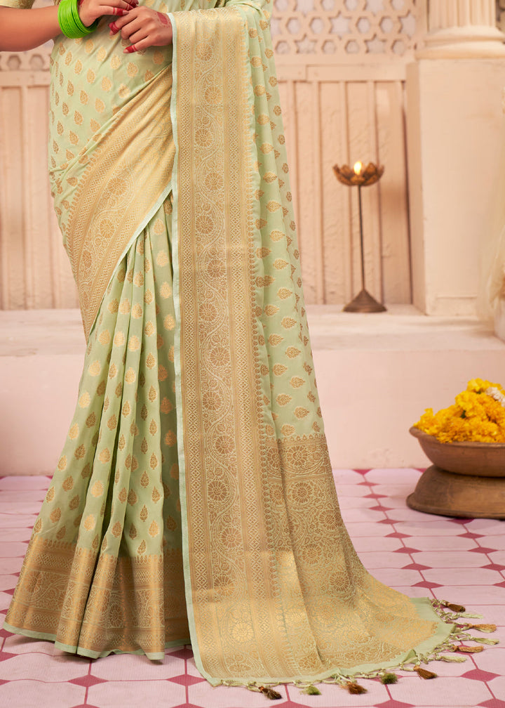 Light Green Woven Georgette Saree