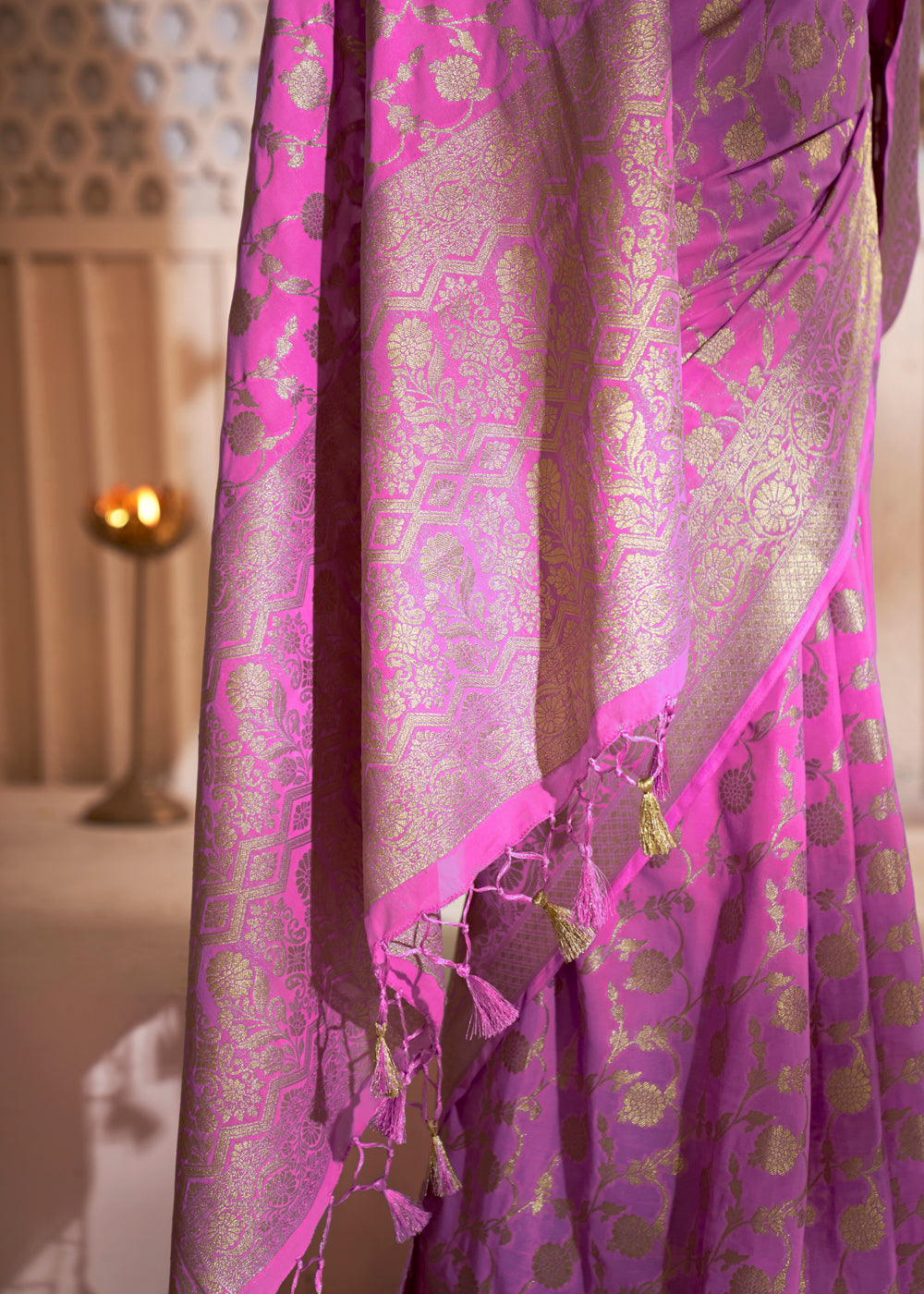 Electric Purple Woven Georgette Saree