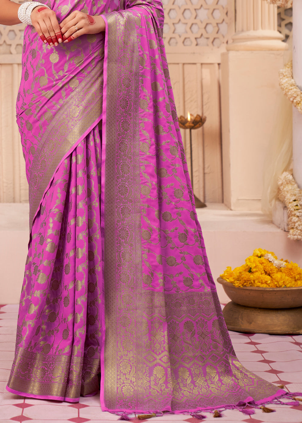 Electric Purple Woven Georgette Saree