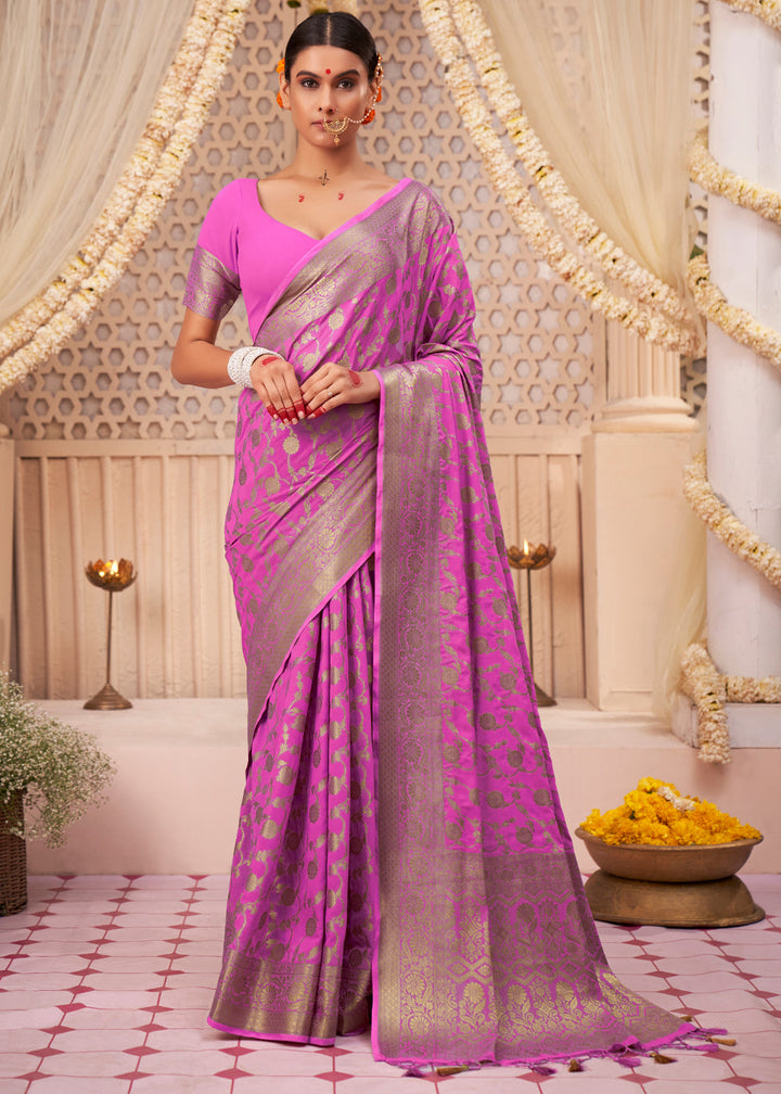 Electric Purple Woven Georgette Saree