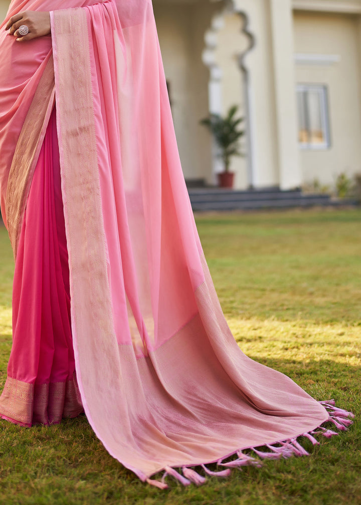 Shades Of Pink Woven Georgette Saree