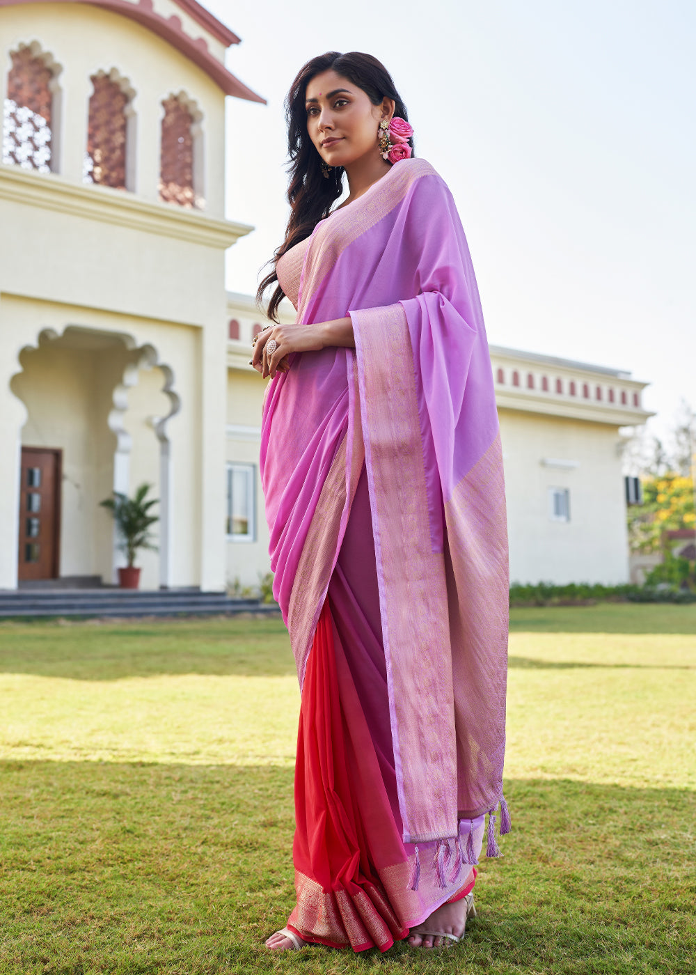 Shades Of Purple Woven Georgette Saree