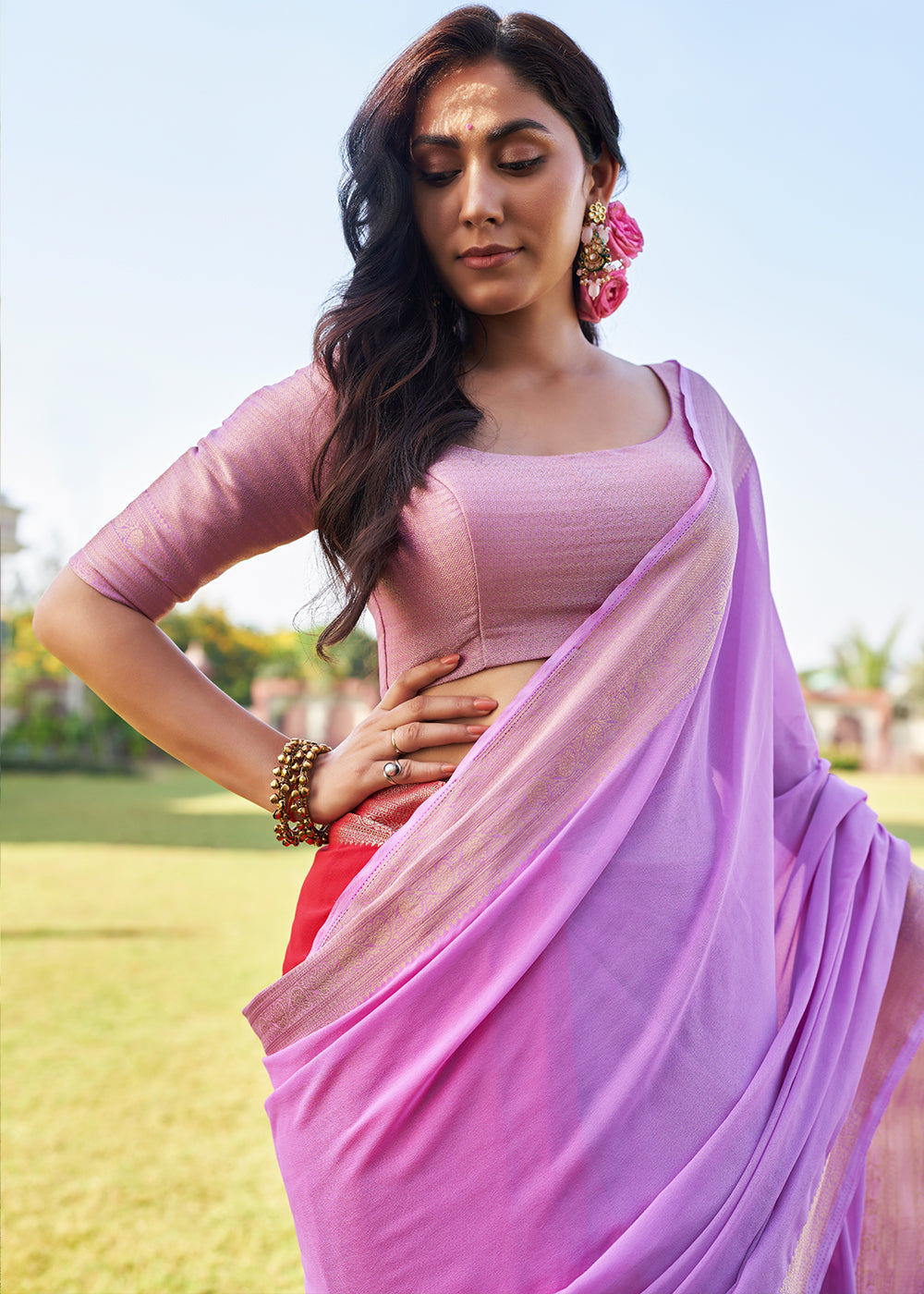 Shades Of Purple Woven Georgette Saree