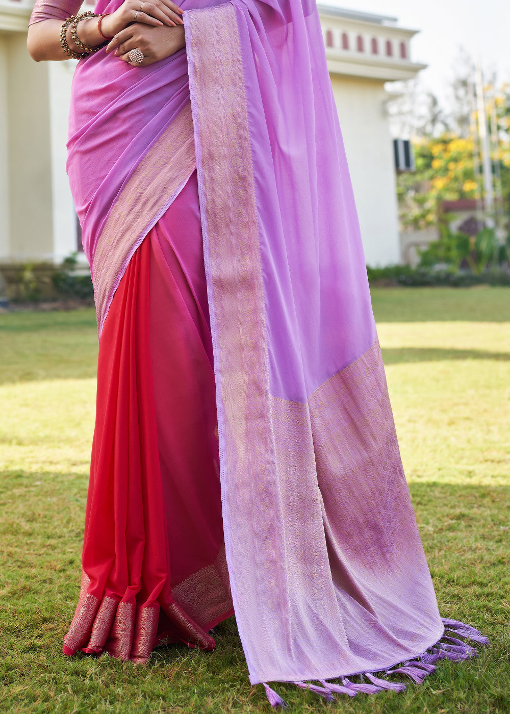 Shades Of Purple Woven Georgette Saree