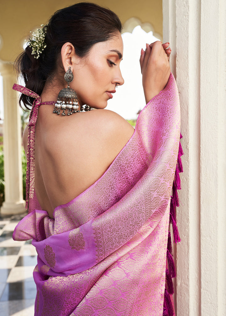 Shades Of Purple Zari Woven Georgette Saree