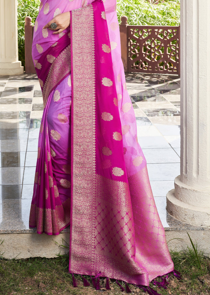 Shades Of Purple Zari Woven Georgette Saree