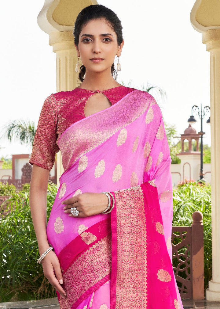 Shades Of Pink Zari Woven Georgette Saree