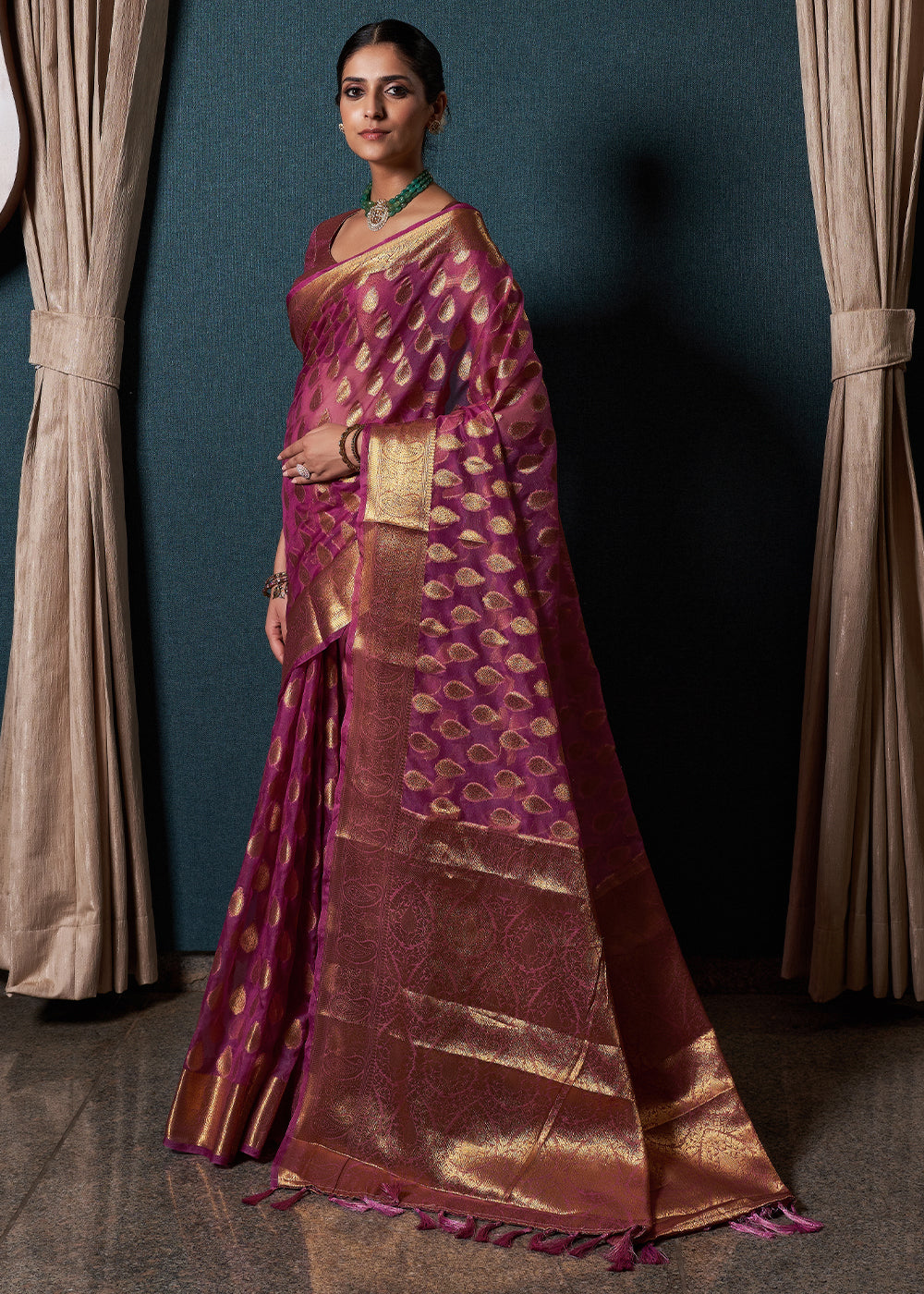 Lollipop Purple Woven Organza Saree