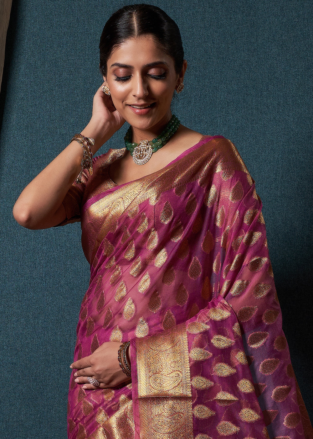 Lollipop Purple Woven Organza Saree