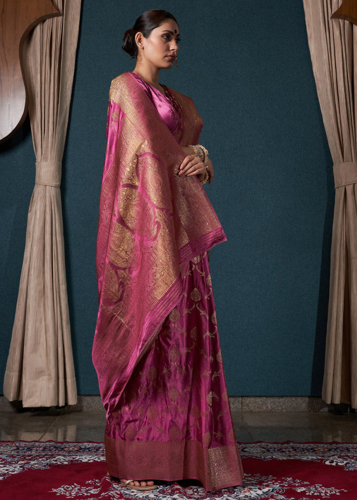 Shades Of Purple Zari Woven Satin Silk Saree