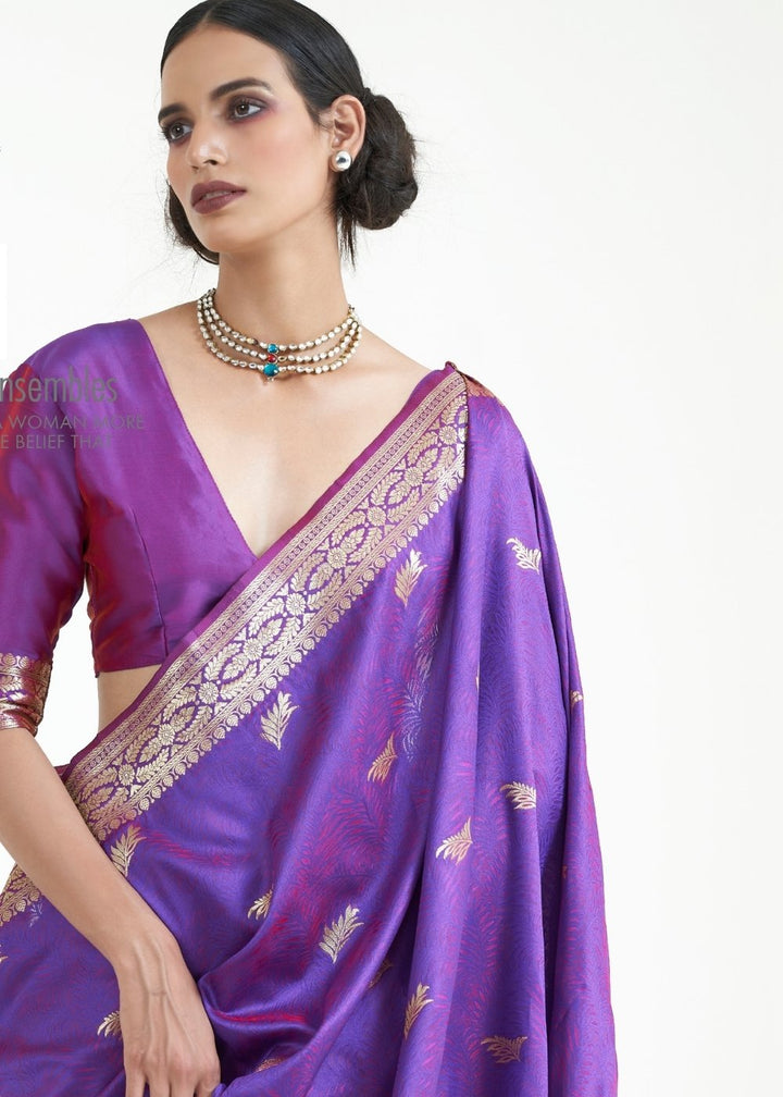 Grape Purple Woven Kanjivaram Silk Saree: Top Pick