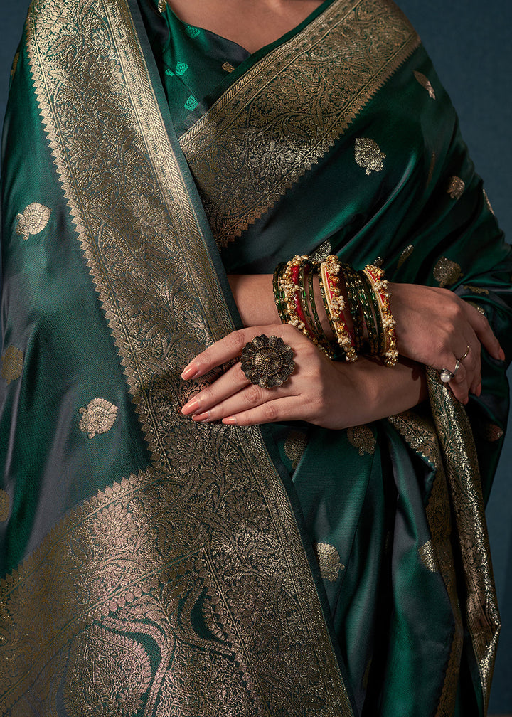 Sacramento Green Zari Woven Satin Silk Saree