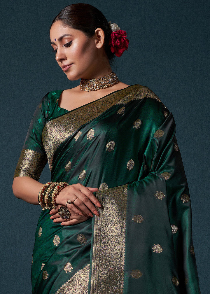 Sacramento Green Zari Woven Satin Silk Saree