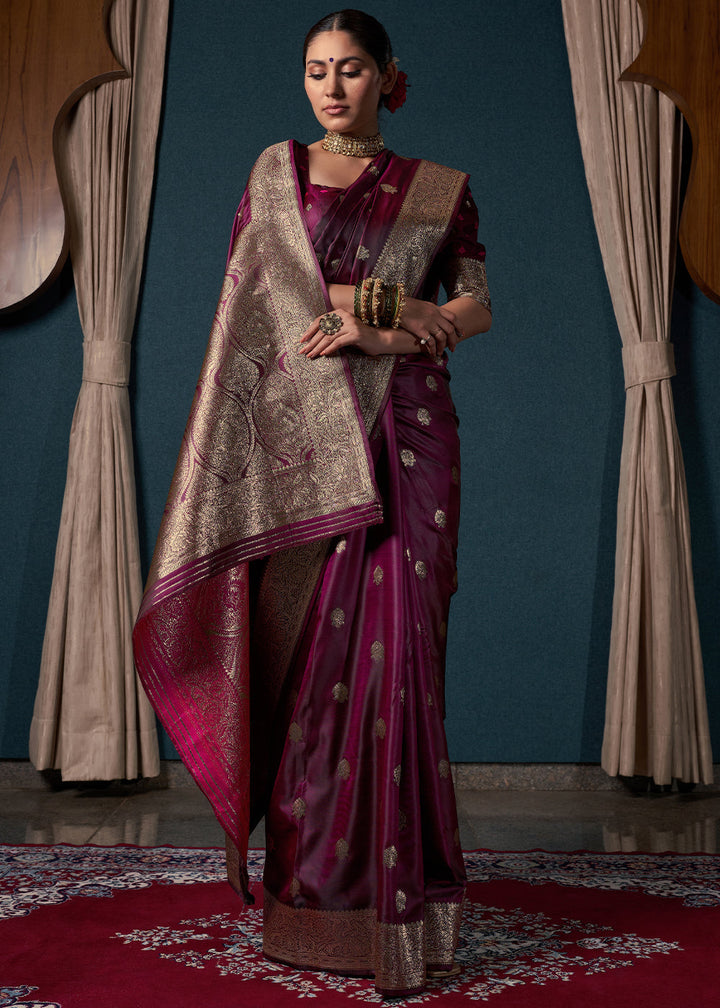 Mulberry Purple Zari Woven Satin Silk Saree