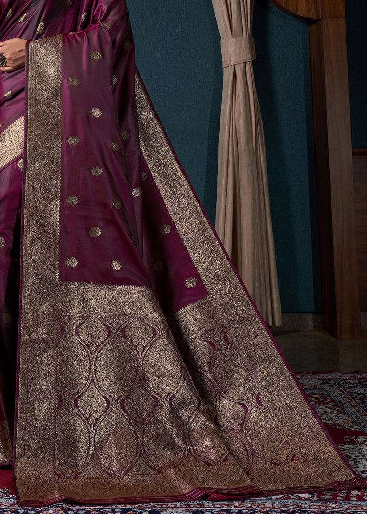 Mulberry Purple Zari Woven Satin Silk Saree