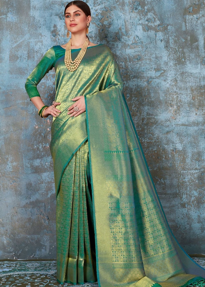 Forest Green Handloom Weave Kanjivaram Silk Saree : Special Wedding Edition