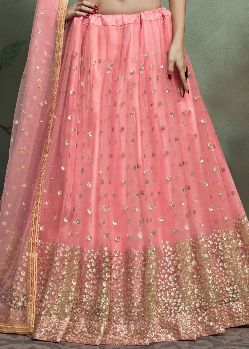 Rouge Pink Designer Soft Net Lehenga Choli with Sequins work