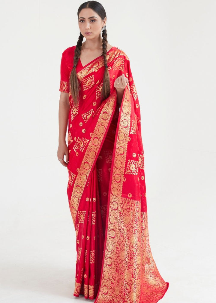 Imperial Red Zari Woven Banarasi Silk Saree