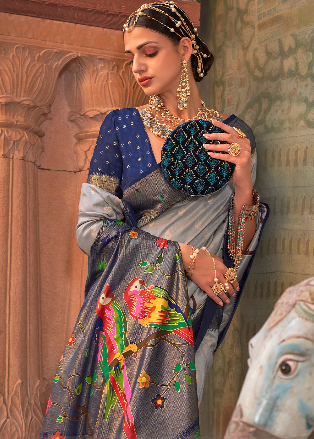 Shades Of Grey Paithani Silk Saree