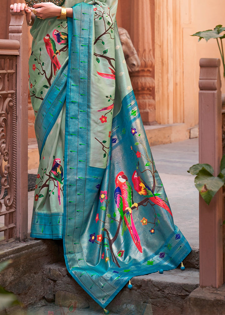 Shades Of Blue Paithani Silk Saree