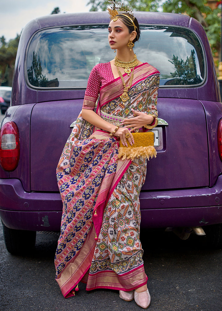 Multicolored Patola Printed Viscose Silk Saree