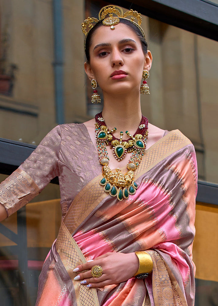 Purple & Pink Viscose Silk Saree with Aqua Finish work