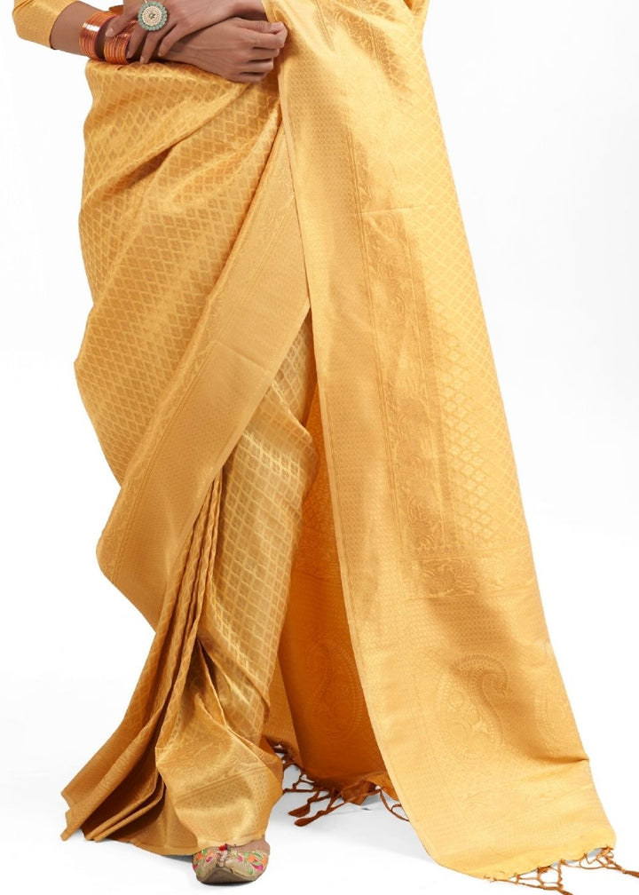 Canary Yellow Kanjivaram Soft Woven Silk Saree