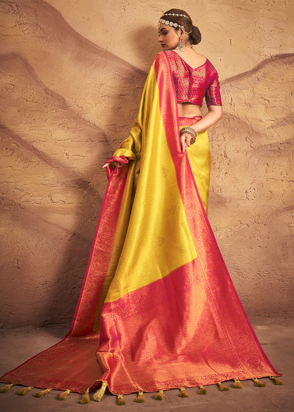 Titanium Yellow Zari Woven Silk Saree