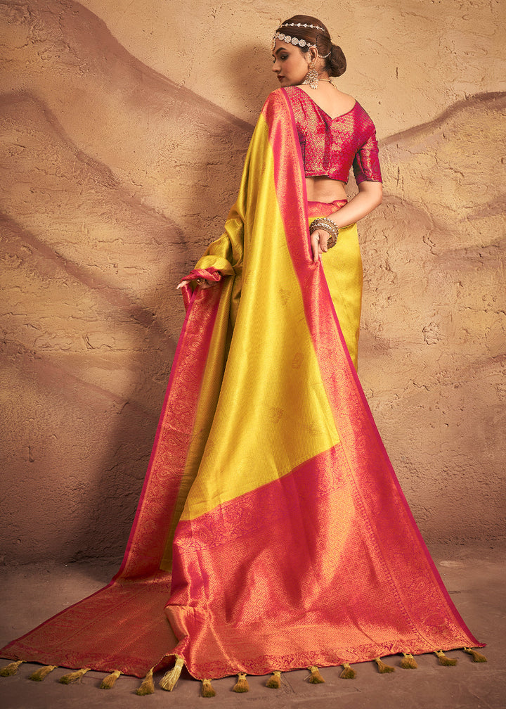 Titanium Yellow Zari Woven Silk Saree