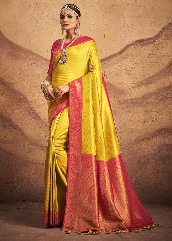 Titanium Yellow Zari Woven Silk Saree