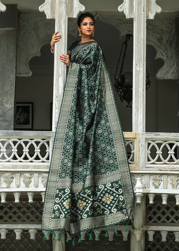 Sacramento Green Zari Woven Tussar Silk Saree