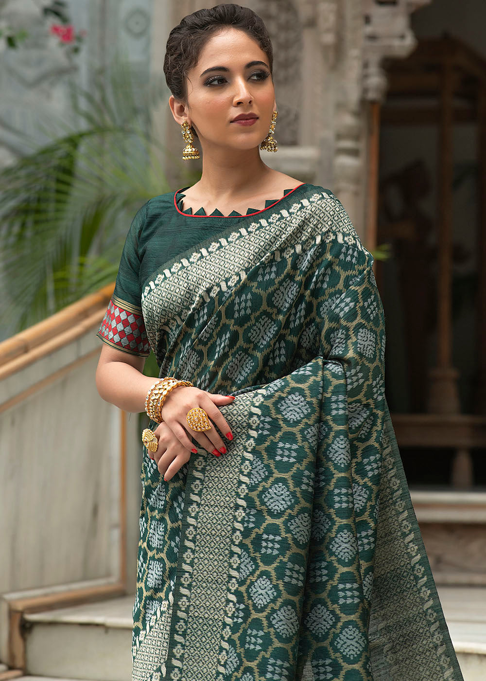 Sacramento Green Zari Woven Tussar Silk Saree