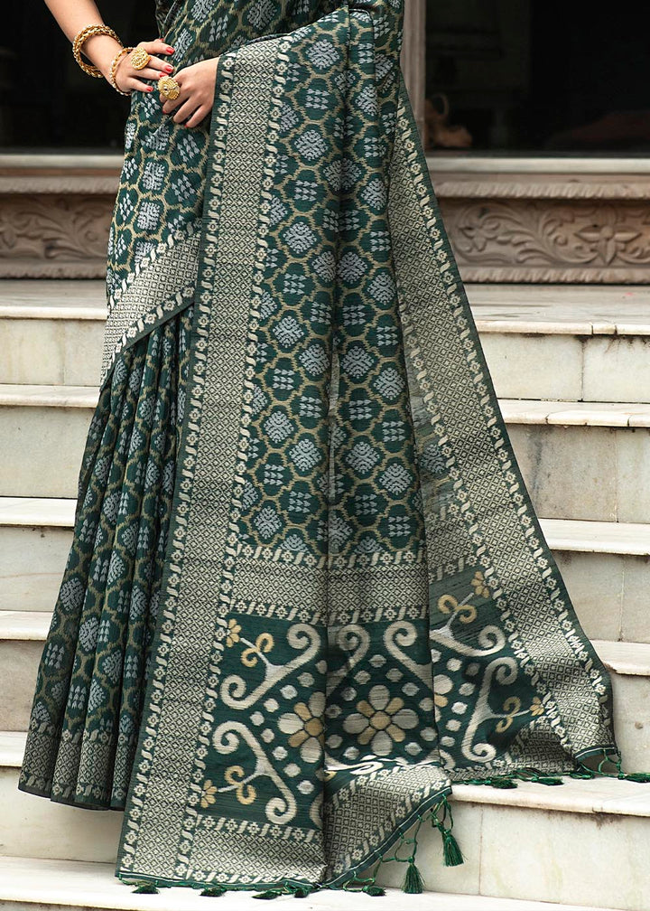 Sacramento Green Zari Woven Tussar Silk Saree