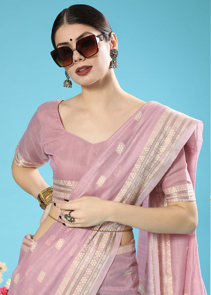 Periwinkle Purple Chikankari Weaving Cotton Saree