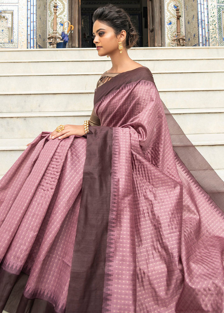 Mauve Purple Designer Woven South Silk Saree