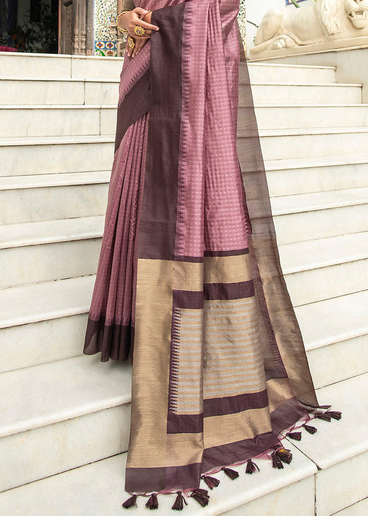 Mauve Purple Designer Woven South Silk Saree