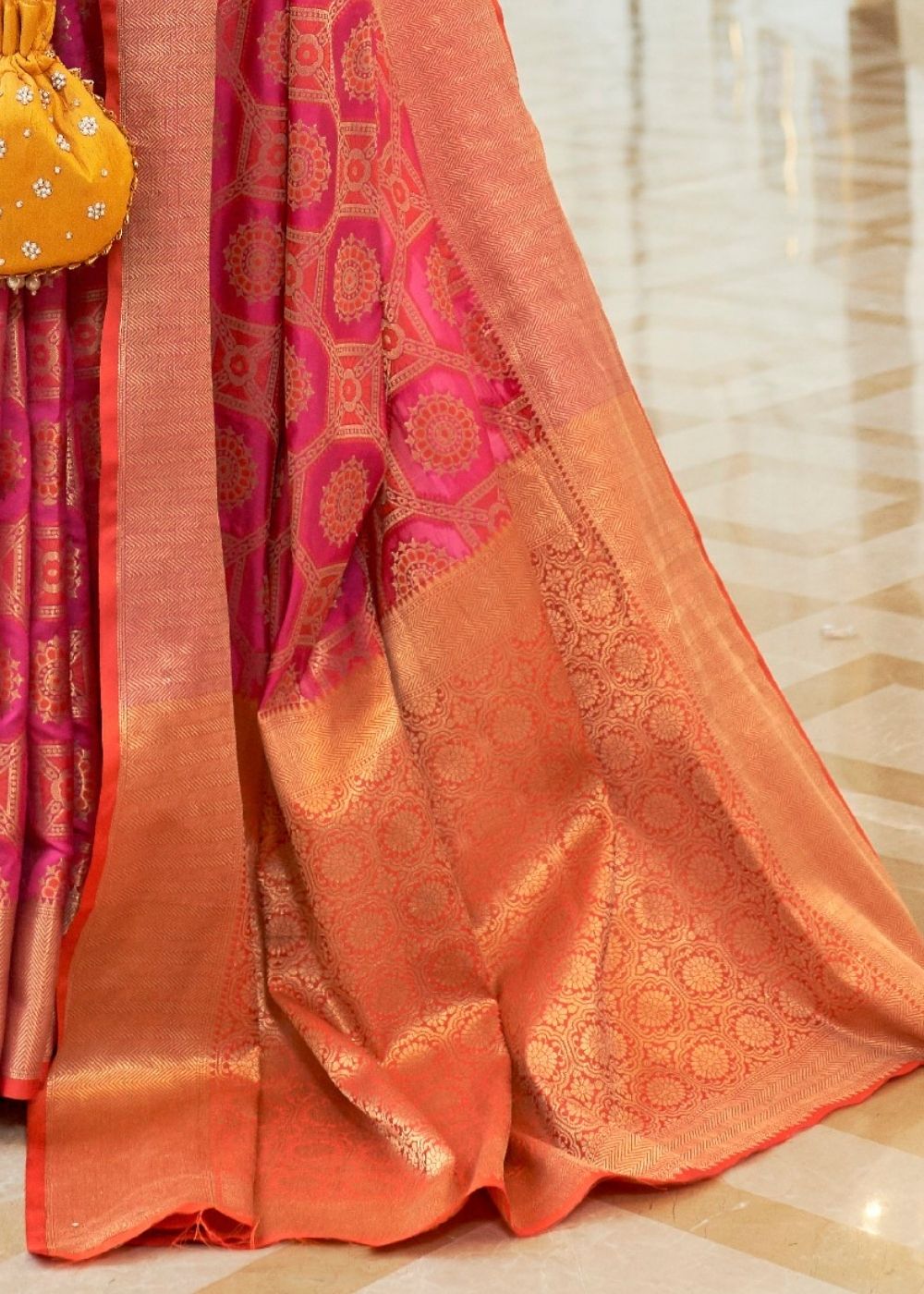 Hot Pink Patola Silk Saree